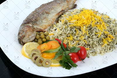 عکس غذای شرکتی سبزی پلو با ماهی، غذای سبزی پلو با ماهی برای مهمانی و مجالس